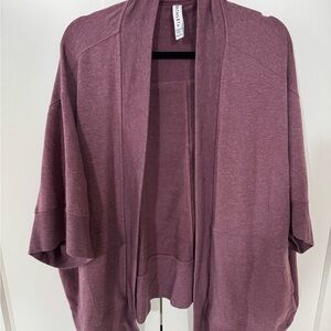 Athleta Women's Short-Sleeve Cardigan in Dusty Purple